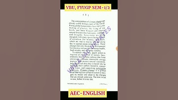AEC-ENGLISH, FYUGP SEM 1,2  2023 27 SET 2 Question Paper VBU #vbu #exampaper #vbuexam