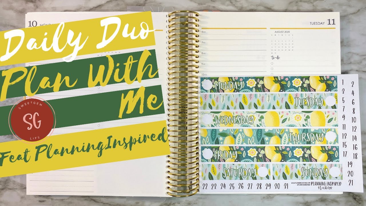 Plan With Me: Erin Condren Daily Duo Daily Set Up | August 10th-16th ...
