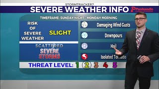 Risk for severe weather late Sunday evening