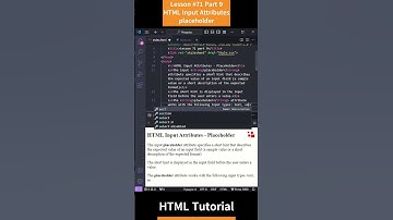 HTML Tutorial - Lesson 71: HTML Input Attributes - placeholder Part 9 #html #htmltutorial #css #js