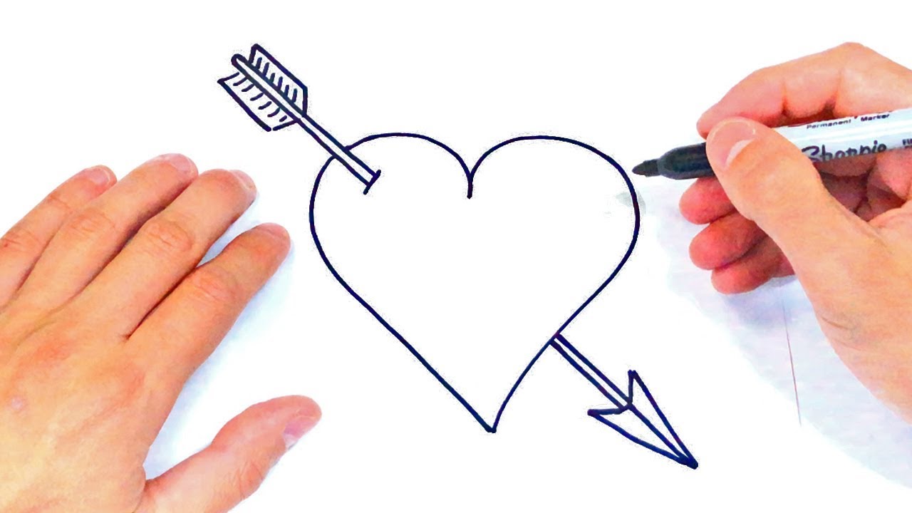 Como dibujar un Corazon y una Flecha | Dibujos de Corazones - YouTube