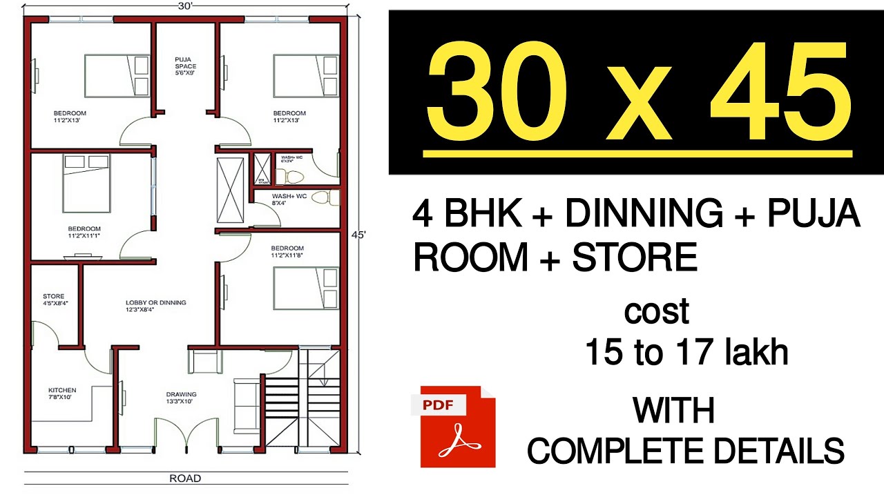 Zwart Verblinding ontbijt 30x45 house plans | 30 by 45 feet house plan | 30 by 45 ka naksha |  ENGINEER GOURAV | HINDI - YouTube