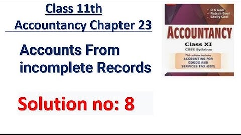 Accounts From incomplete Records Solution no: 8 DK Goel