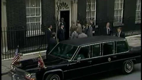 President Reagan Arriving at #10 Downing Street in...