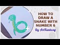 🎨 How to Draw a Snake from Number 6 🐍#drawing #animalart #snake #numbers #easy #kids #artforkids