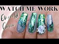 EMERALD GREEN & GREY NAIL REDESIGN​ | 3D FLOWERS