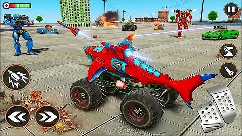 Monster Truck Robot Shark Game - Green Robot Helicopter Monster - Android Gameplay