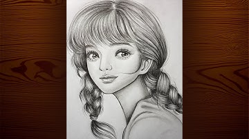 Pencil sketch || How to draw Cute Girl Face - step by step || Drawing Tutorial for beginners
