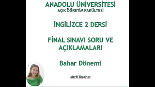 And-Aöf İngi̇li̇zce 2 Bahar Dönemi̇ Fi̇nal Sorulari