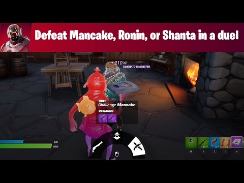 Fortnite วิธีทำ Defeat Mancake, Ronin, or Shanta in a duel