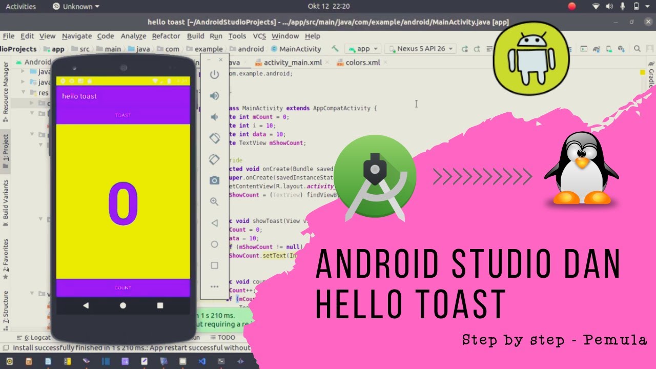 hello toast android studio - YouTube