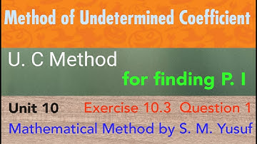 Method of Undetermined Coefficient  in  Hindi/Urdu  Unit 10 Ex 10.3 Question 1 lecture 20
