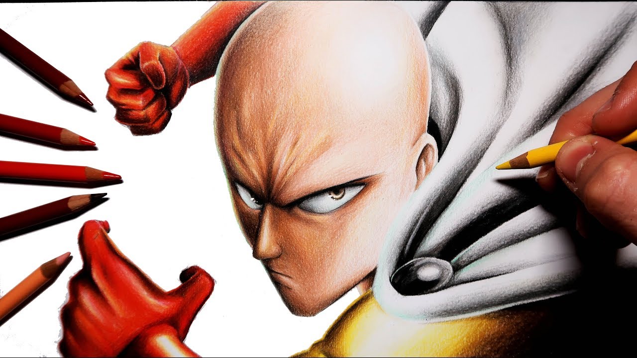 HOw to draw Saitama with scholar color pencils | One Punch Man season 2 -  thptnganamst.edu.vn