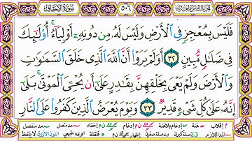 القرآن الكريم مقسم صفحات | الشيخ حاتم فريد | سورة الأحقاف | صفحة 506 مكتوبة | مصحف التجويد الملون