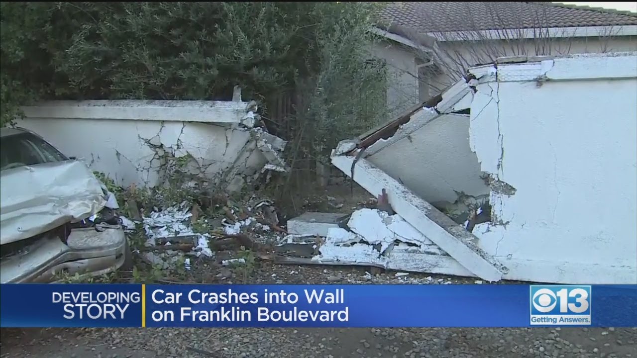 Car Into Wall On Franklin Boulevard