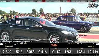 Квалификация Tesla Model S 2015 P85D DRAG RACING SIBERIA Кубок РАФ по дрэг-рейснингу 2022 ЭТАП 2