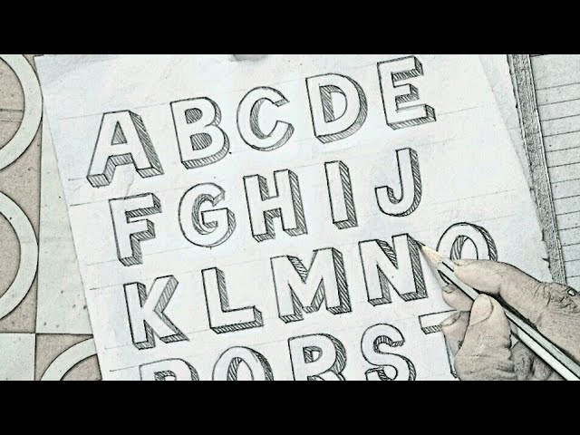 Pencil sketch shadow font and cartoon alphabet Vector Image