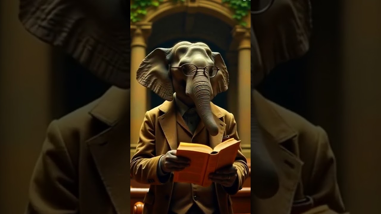 Ai animated elephant reading book #ai #elephant #animallife #animation  #cute #shortvideo #shorts
