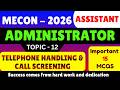 Telephone Handling &amp; Call Screening MCQS | MECON 2026 Assistant Administrator PDF | MECON Assistant