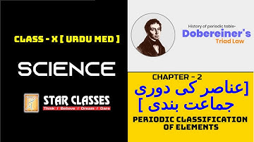 Periodic classification of elements in urdu Class 10 | عناصر کی دوری جماعت بندی | Lec 1|Star Classes