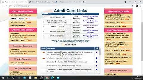 CET 2021 EXAM DATES/Admit Card Released Officially by STATE CET CELL MAHARASHTRA on www.mahacet.org