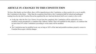 2021-07-08 - Freedom Haven Constitution reading - Part 13: Changes To This Constitution