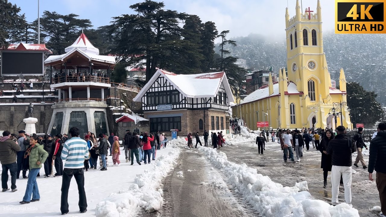 4K Shimla Mall Road Walking Tour in the Snow - January 2026