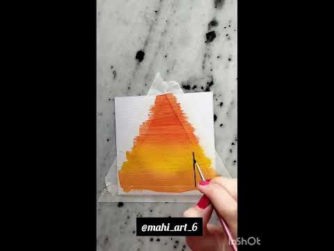 آموزش نقاشی غروب و نخل با گواش آموزش نقاشی نقاشی با ابرنگ نقاشی کودک