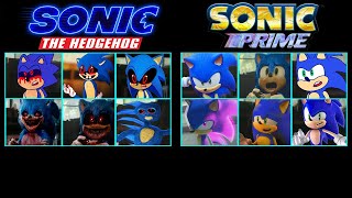 Sonic Prime Vs Sonic Exe Uh Meow All Designs Compilation Side-By-Side Comparison