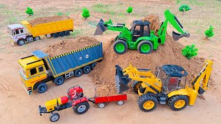 Two Jcb 5Cx Fully Loading Mud Sand Tata Truck 2518 Mahindra Arjun Novo 605 Di Jcb Cartoon