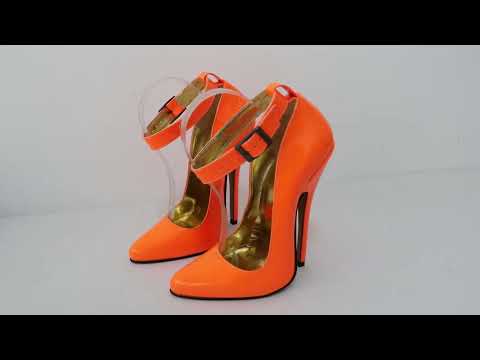Sorbern Neon Orange 16Cm High Heel Women Pump Shoes Stilettos Wide Ankle Strap