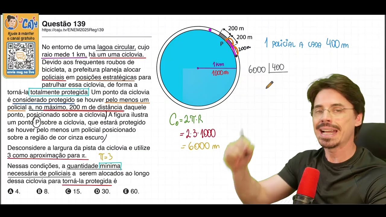 [ENEM 2025] 139 📘 GEOMETRIA PLANA No entorno de uma lagoa circular ...