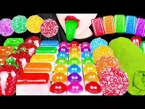 ASMR RAINBOW DESSERTS POP IT PUSH POP KOHAKUTO 무지개 팝잇 푸쉬팝 디저트 STRAWBERRY TANGHULU EATING MUKBANG 먹방