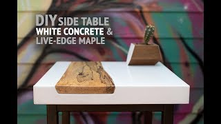 This episode shows how to make a DIY white glass-fiber reinforced concrete (GFRC) table, with an inlaid live-edge spalted maple 