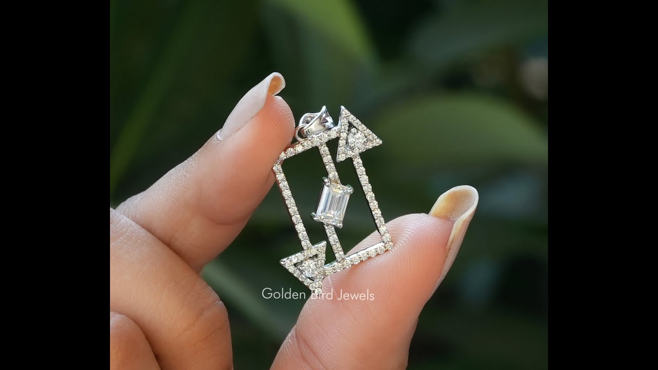 Emerald Cut Moissanite Customized Pendant For Her 