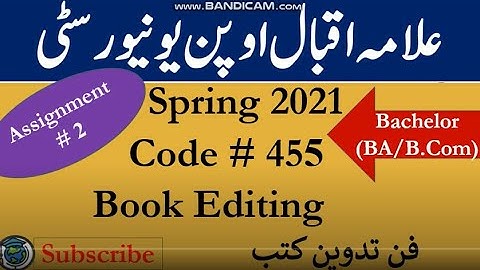 AIOU Code 455 Solved Asignment No.2 Spring  2021 || Subject: Book Editing || Level: Bachelor/BA