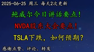 美股 重要！鲍威尔今日讲话要点！重磅！NVDA股东大会要点！NVDA如期创新高！TSLA下跌，如何预期？BTC继续大暴涨！这几股直勾勾上涨！SMCI、AMD、PLTR、WMT、TSLA、NVDA