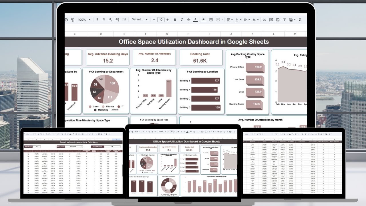 Office Space Utilization Dashboard in Google Sheets