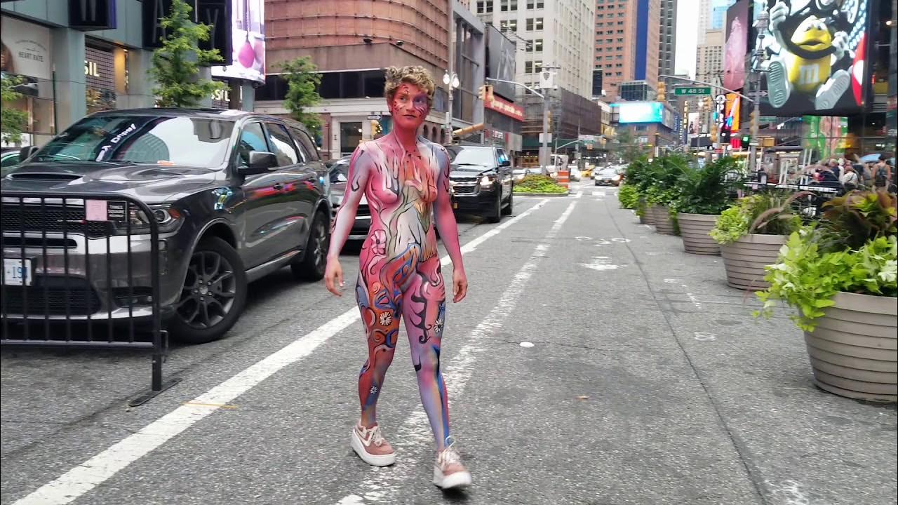 NUDE BODY PAINTING TIMES SQUARE NEW YORK CITY YouTube