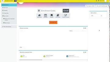 Moodle 3.6 Dashboard Block Overview with Fordson Theme