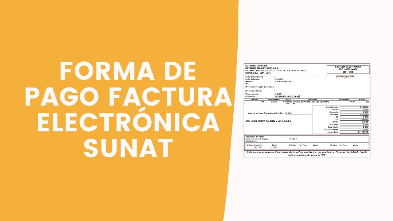 Forma de Pago Factura Electrónica Sunat [Actualizado 2021] YouTube