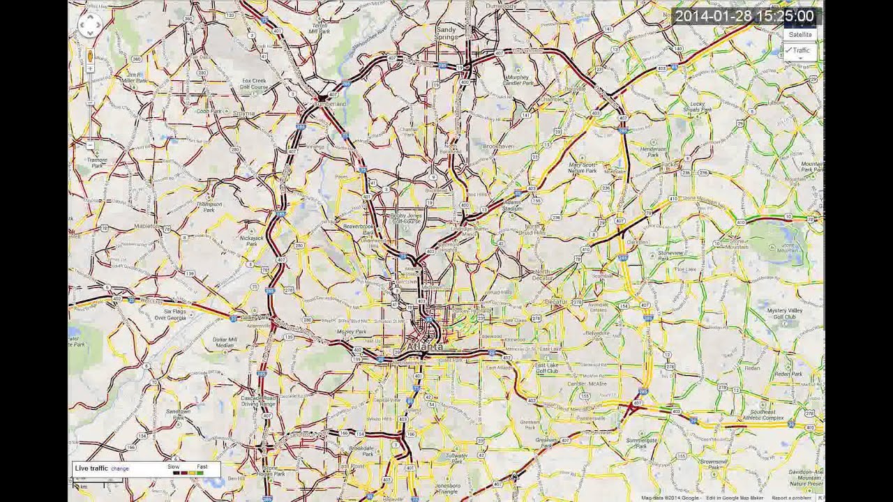 map of atlanta traffic Atlanta S Traffic Map On Jan 28 2014 Snow Day Youtube map of atlanta traffic