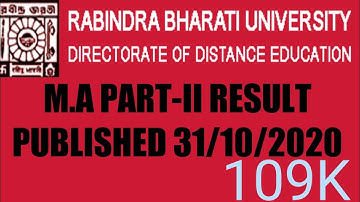 RBU DDE(RABINDRA BHARATI UNIVERSITY) M.A. PART-II RESULT PUBLISHED 31/10/2020