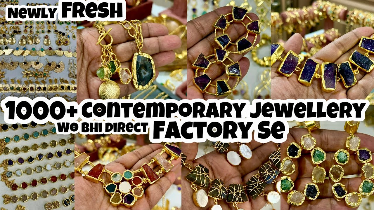 Golden Brass Contemporary Jewellery Manufacturer | Premium Gold Plated Semi Precious Stone Jewelry