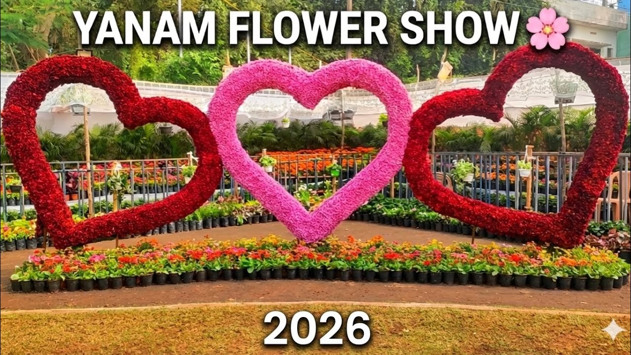 యానం ఫ్లవర్ షో 2026 🌸 | Yanam Flower Show Morning & Night Views | Full Video