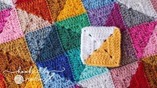 How to Crochet a Two Tone Solid Granny Square 🧶