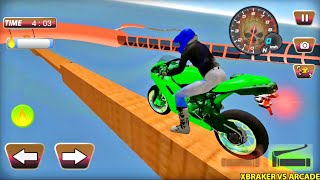 Enjoyable GT Bike Stunts 2017: Green GT Bike Driving Stunts Simulator - Android Gameplay 3D screenshot 2