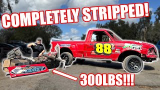 Completely GUTTING Our Ford Ranger Race Truck! We Shaved TONS Of Weight!! See How Much!