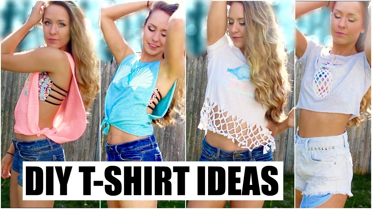 4 Easy DIY T-Shirt Ideas for the Summer! - YouTube