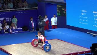 KIM Ilgyong from DPR Korea smashed 11 records in women's 59kg weightlifting event